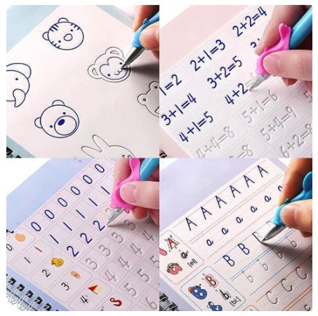 Sank Magic Practice Copybook Set Of 4 Books With Pen & Refills Reusable
