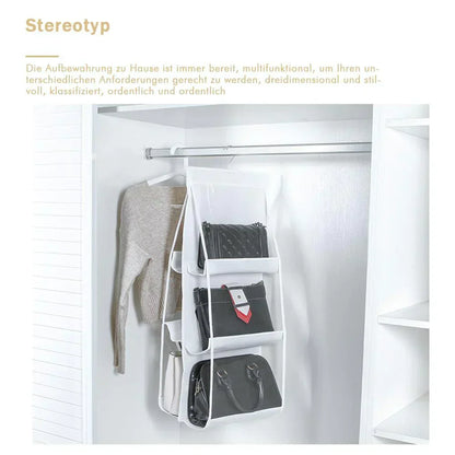 Foldable Hanging Handbag Organizer with Six Pockets - Random Color