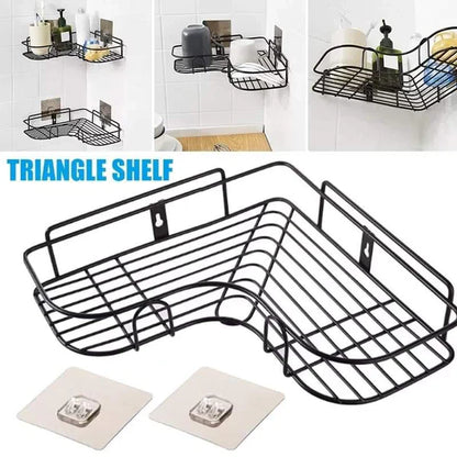 Wall Corner Rack For Bathroom & Kitchen With Hooks