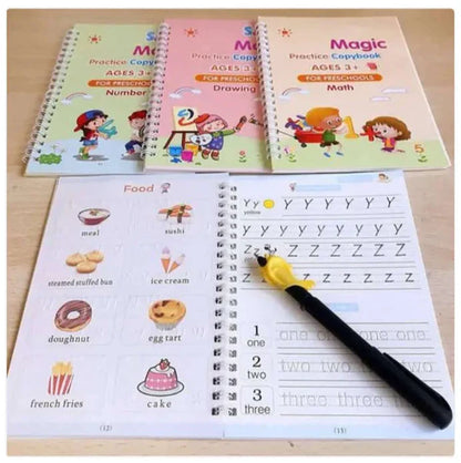 Sank Magic Practice Copybook Set Of 4 Books With Pen & Refills Reusable